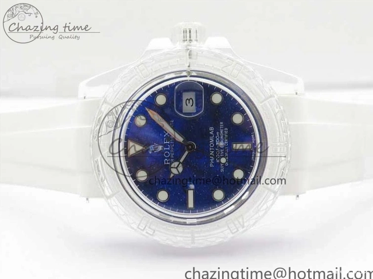 0512 Submariner Phantomlab Transparent KZF Best Edition Deep Blue Dial on White Rubber Strap VR WellDesigned 2568
